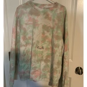 Guess X Friends With You Sweatshirt Crew Neck Womens Large Tie Dye Pink Question